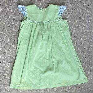 Red Bean Green Dress with Blue Gingham trim